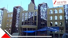 হাইকোর্টের সার্কিট বেঞ্চ ভবনের আদলে মাথা তুলছে মণ্ডপ, জলপাইগুড়ির তারাপাড়ায় অন্যরকম উত্সাহ