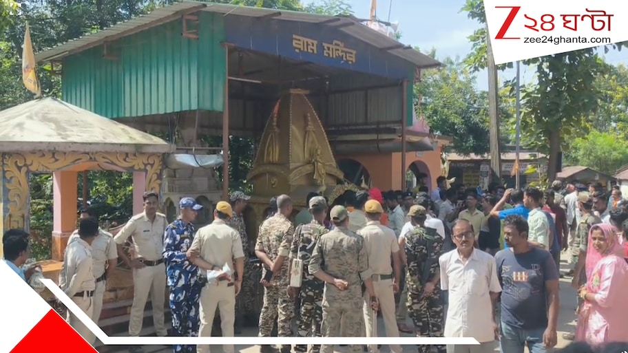 রাতের অন্ধকারে মন্দিরে ভাঙচুর, চারদিকে ছড়িয়ে ছিটিয়ে লাল রঙের তরল